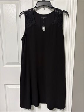 RW&CO. Black V Neck  Sleeveless Dress with Lace Shoulders